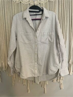 Madewell Oversized Light Gray Button-Up Shirt